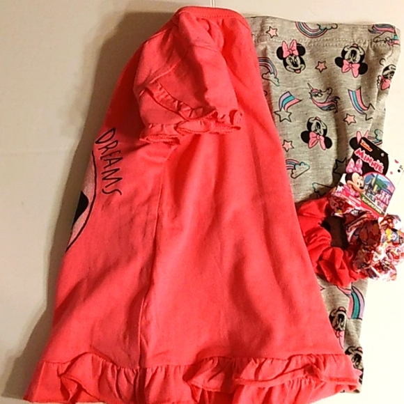 NEW DISNEY Minnie Mouse Toddler 3 pc Short Set & Ponytail Scrunchies 2T - Picture 14 of 16